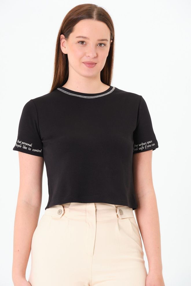 Sortie Collection Schwarz Lässig Streetwear T Shirt Großhandelskleidung Lässig