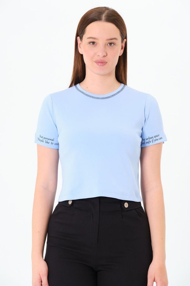 Sortie Collection Blau Lässig Streetwear Sport T Shirt Großhandelskleidung Lässig