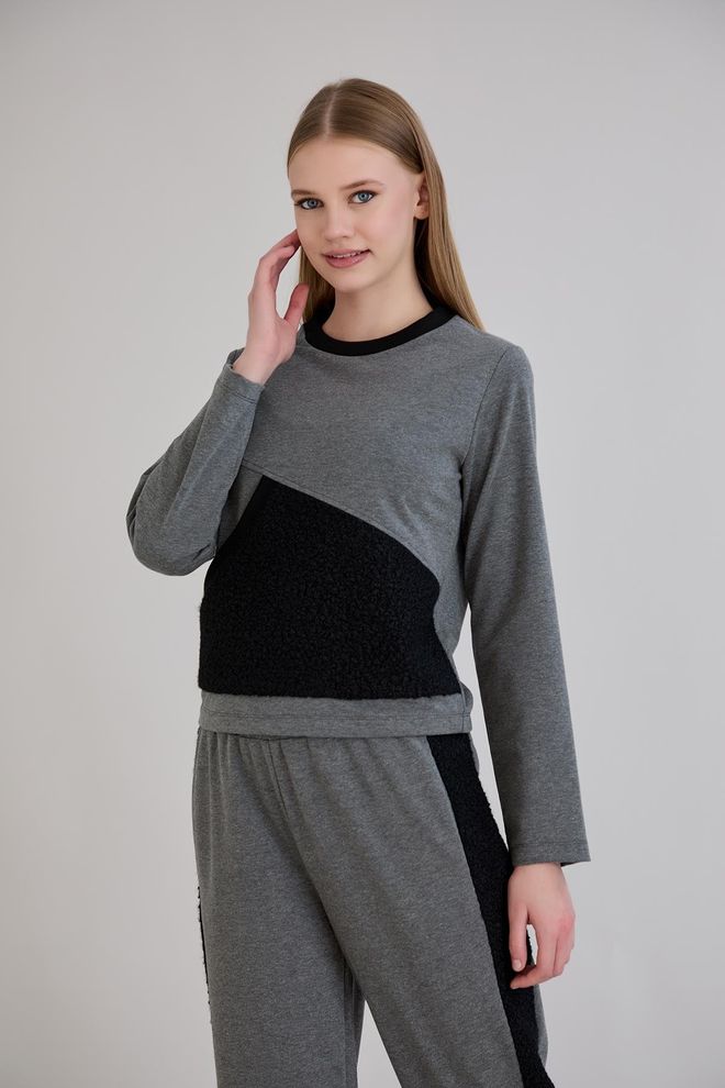 Sortie Collection Gri Gündelik Spor Giyim Sokak Tarzı Sweatshirt Toptan Giyim Gündelik