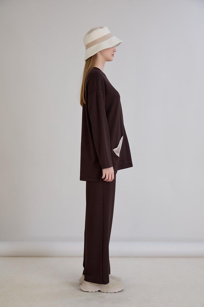 Sortie Collection Tuta Marrone Casual Sport Pantaloni Palazzo Abbigliamento all'ingrosso Primavera