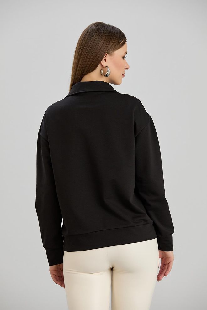Sortie Collection Čierna Mikina S Vrúbkovaným Golierom Neformálny & Športový Veľkoobchod s oblečením 1