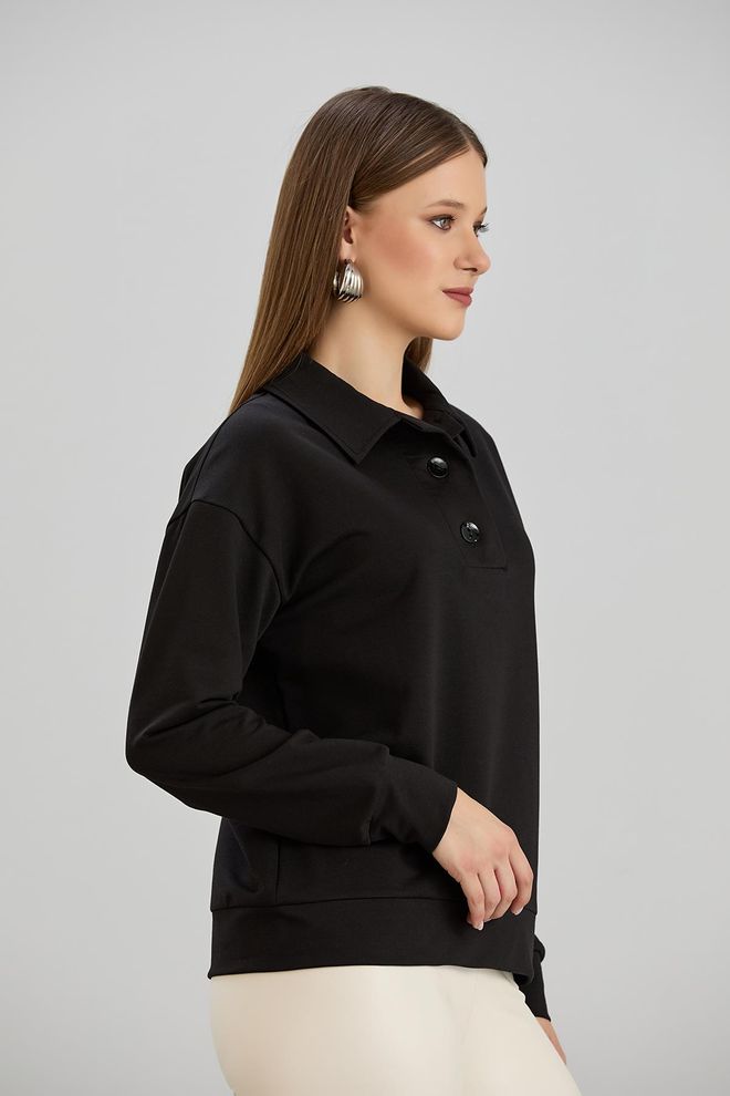 Sortie Collection Čierna Mikina S Vrúbkovaným Golierom Neformálny & Športový Veľkoobchod s oblečením 5