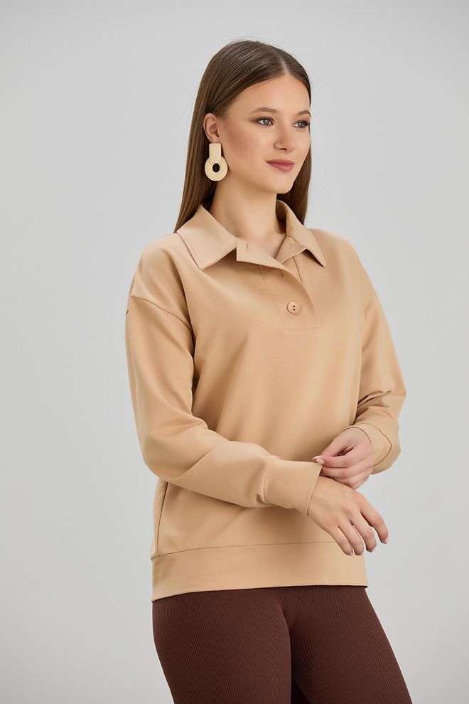 Sortie Collection Béžová Mikina S Polovičným Výstrihom A Bežným Strihom Veľkoobchod s oblečením 5