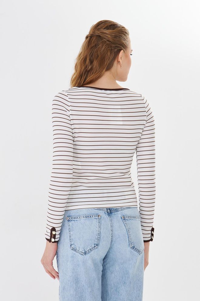 Sortie Collection Biała Paskowana Bluzka Slim Fit Hurtowa sprzedaż odzieży 1