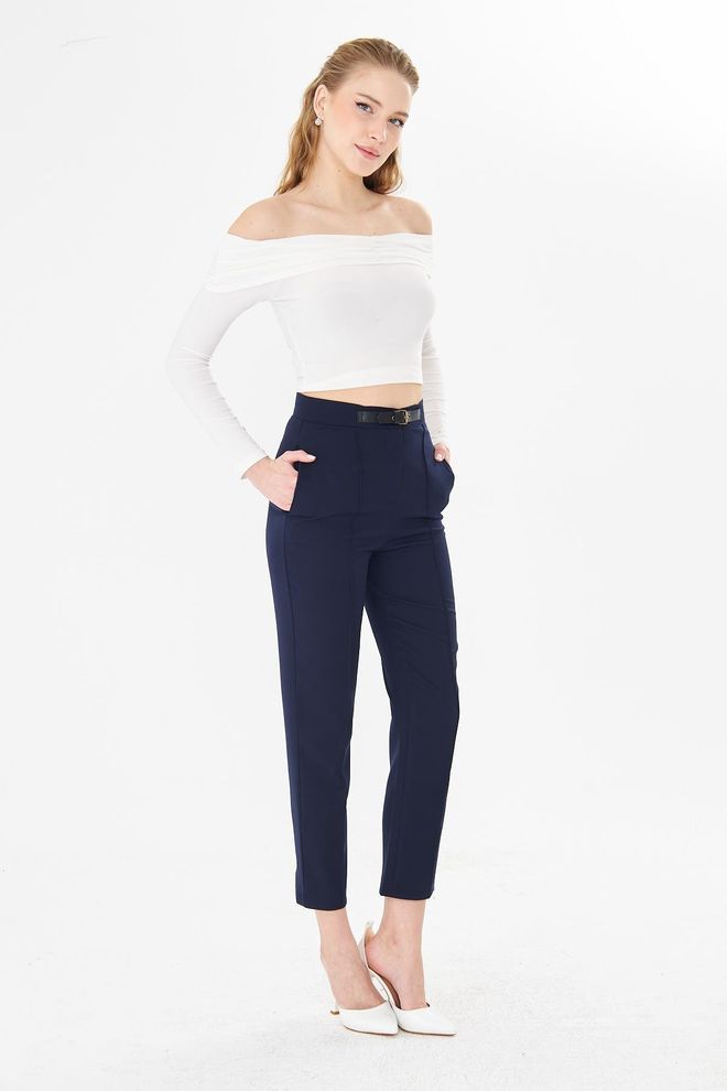 Sortie Collection Eleganckie Cygaretki Granatowe Z Wysokim Stanem Hurtowa sprzedaż odzieży Casual