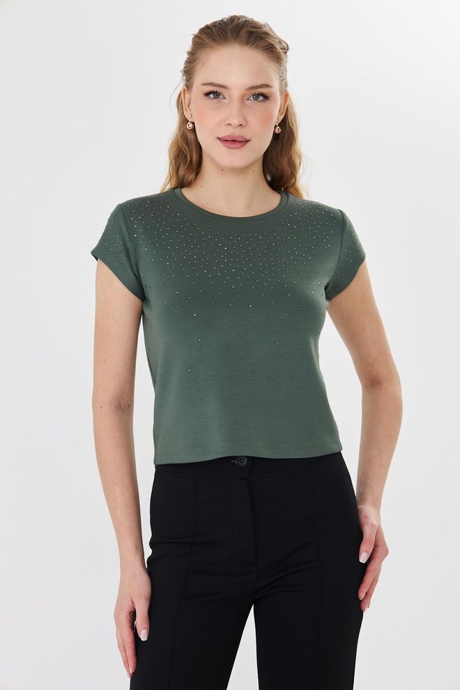 Sortie Collection Verde Casual Elegante Glamour Maglietta Abbigliamento all'ingrosso Casuale