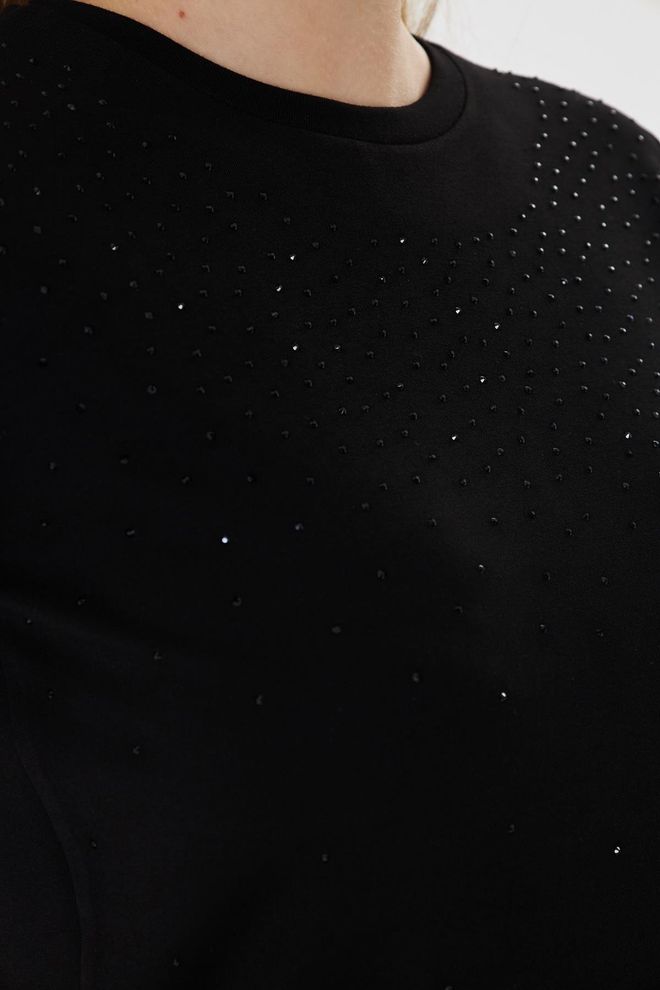 Sortie Collection Black Elegant Glam Tshirt With Sequined Detail Wholesale Clothing Work