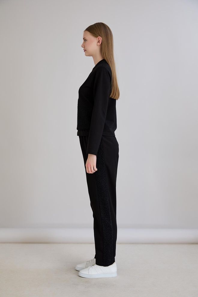 Sortie Collection Tuta Sportiva Casual Nera Con Pantaloni Jogger Abbigliamento all'ingrosso Sportivo