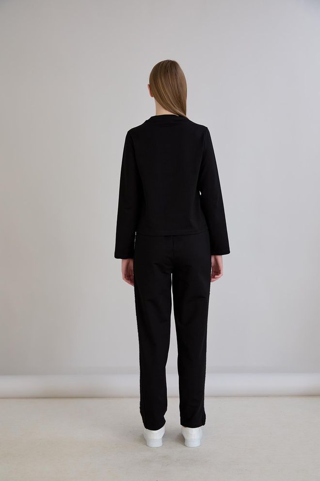 Sortie Collection Tuta Sportiva Casual Nera Con Pantaloni Jogger Abbigliamento all'ingrosso 1