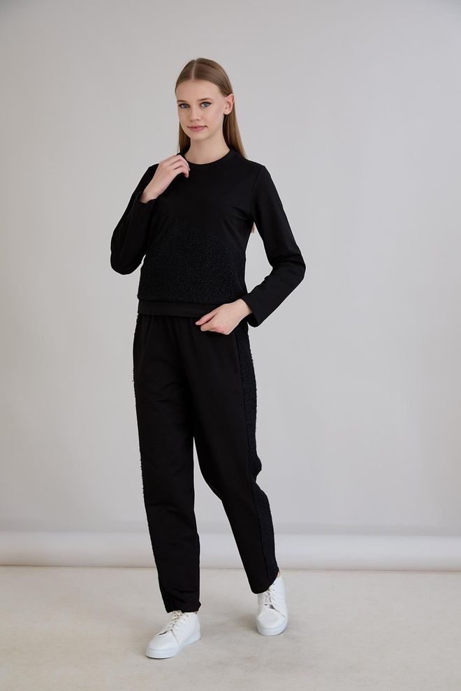 Sortie Collection Tuta Sportiva Casual Nera Con Pantaloni Jogger Abbigliamento all'ingrosso Lavoro