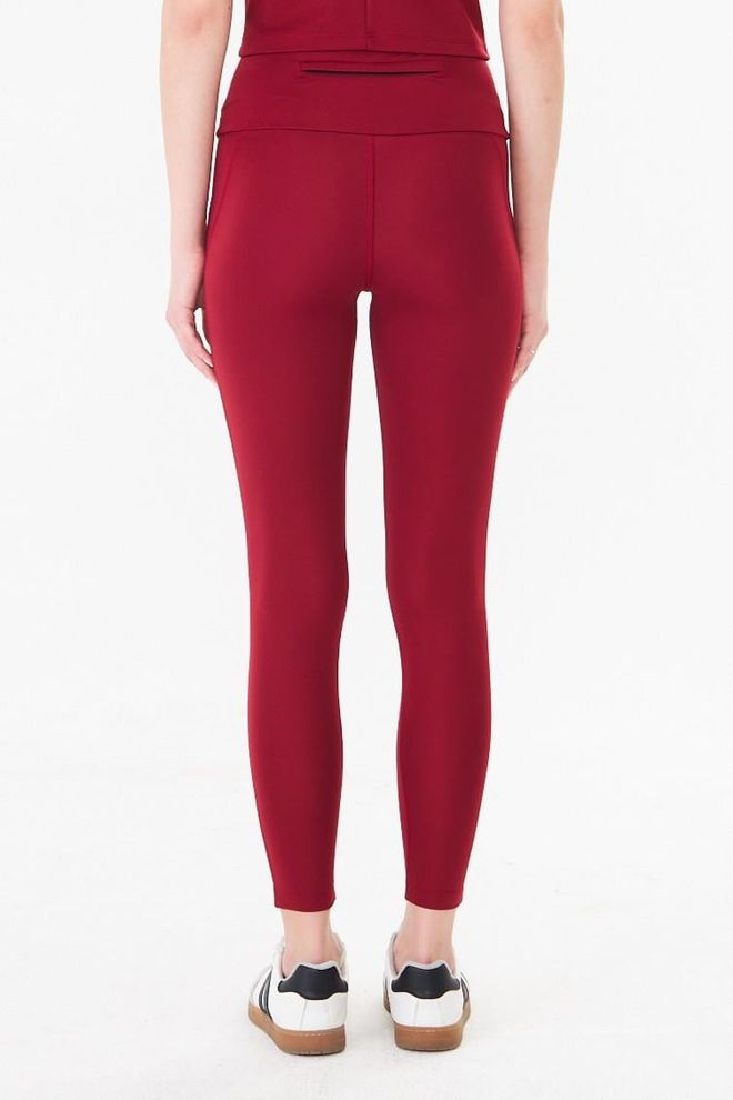 Sortie Collection Claret Red Leggings With High Waist And Zipper Pocket Wholesale Clothing 1