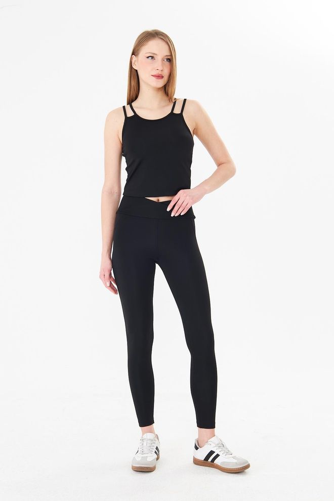 Sortie Collection Crne Tajice Visoki Struk Uske Nogavice S Džepom S Patentnim Zatvaračem Veleprodaja odjeće Proljeće