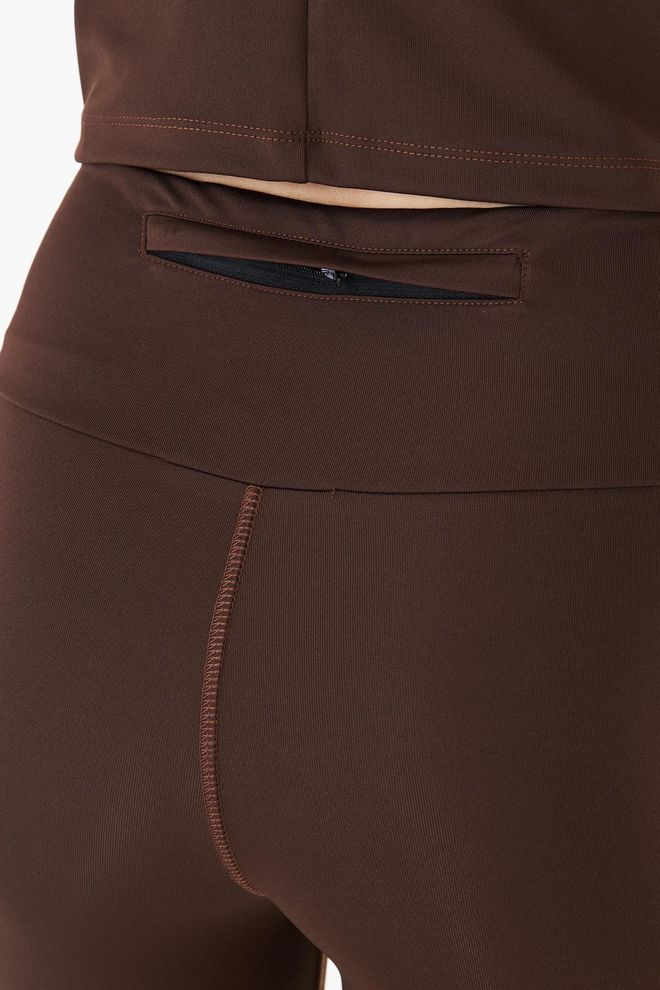 Sortie Collection Brown Sport Casual Leggings With Zipper Pocket Wholesale Clothing Lounge
