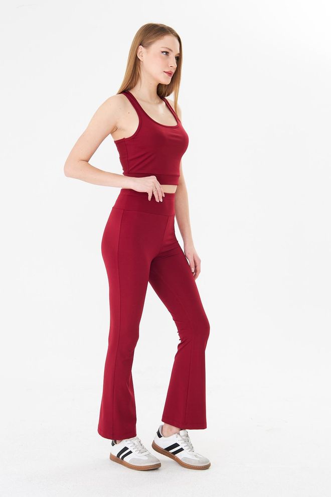 Sortie Collection Claret Red Leggings Sport & Casual Flare Leg Wholesale Clothing 5