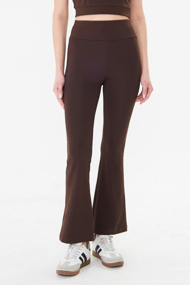 Sortie Collection Brown Casual Sport Leggings High Waist Flare Leg Long Wholesale Clothing Work