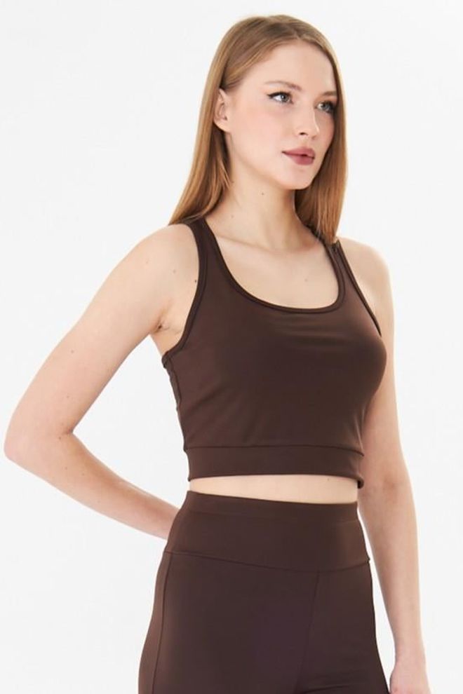 Sortie Collection Swimmer Back Booster Sport Crop Tank Top Brown Wholesale Clothing 5