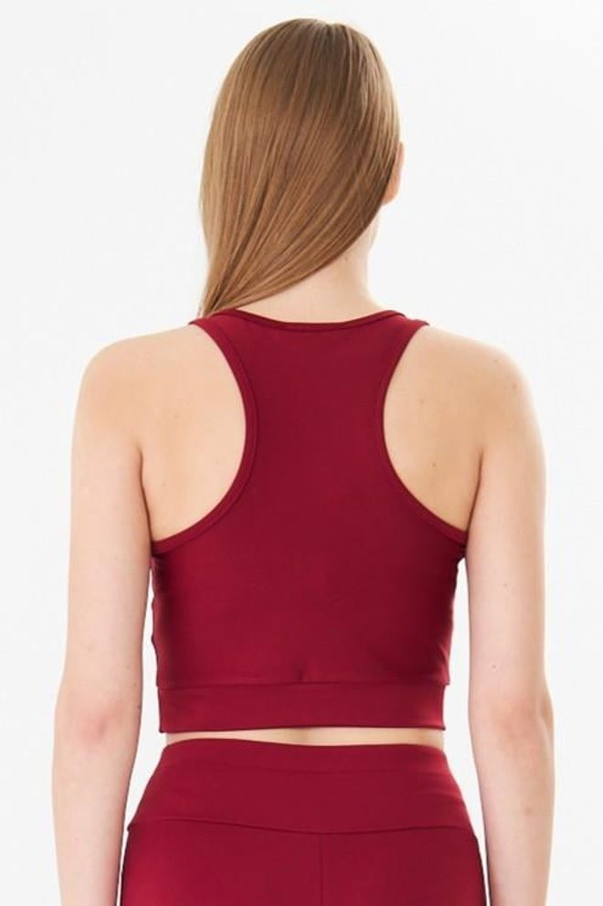 Sortie Collection Swimmer Back Booster Sports Crop Tank Top Burgundy Wholesale Clothing 1