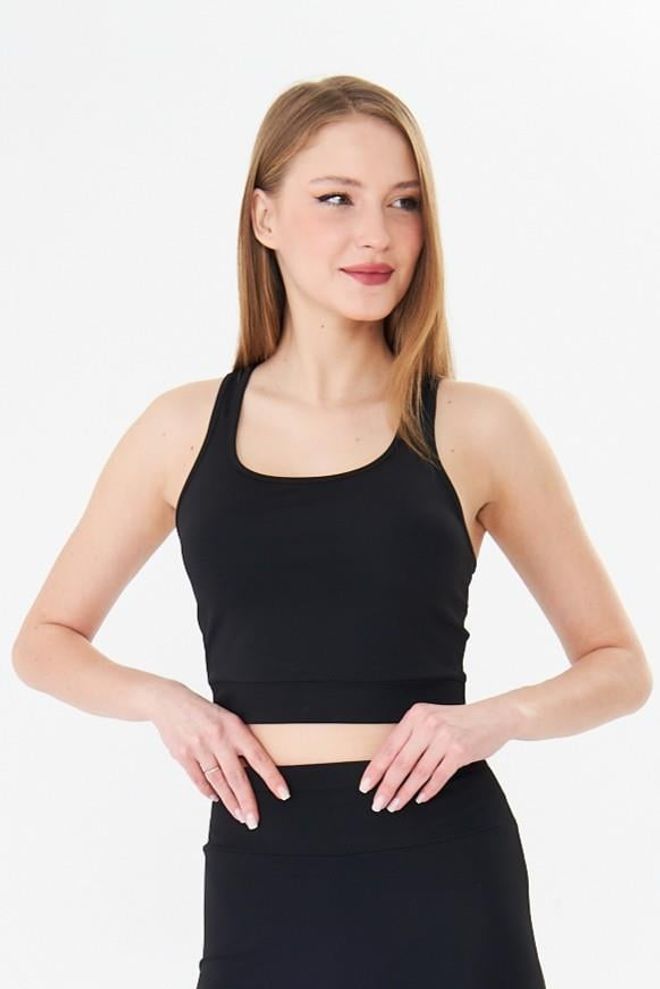 Sortie Collection Swimmer Back Booster Sport Crop Tank Top Crna Veleprodaja odjeće 4