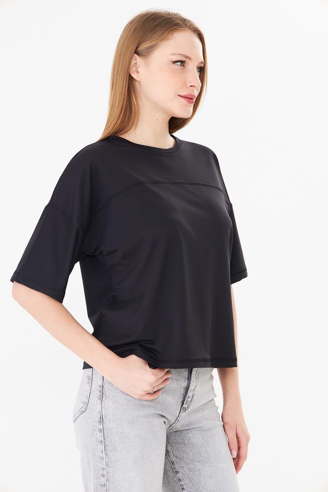 Sortie Collection Crna Ležerni Predimenzionirano Majica Kratkih Rukava Veleprodaja odjeće Ležerni