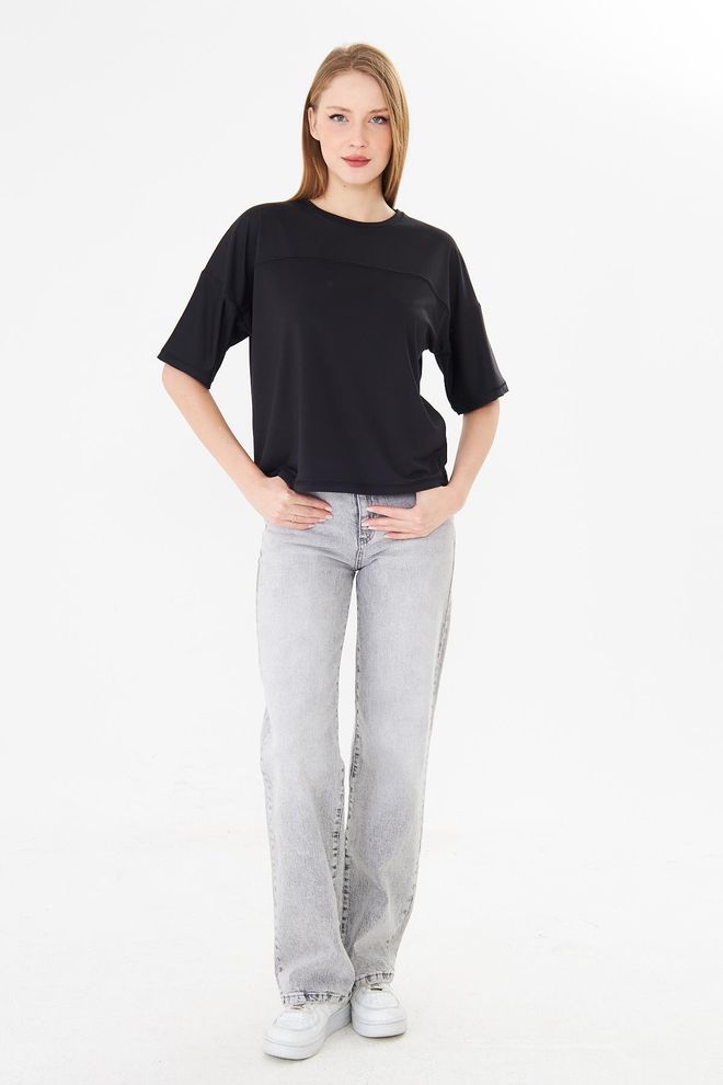 Sortie Collection Nero Casual Vestibilità Oversize Maglietta Abbigliamento all'ingrosso Primavera