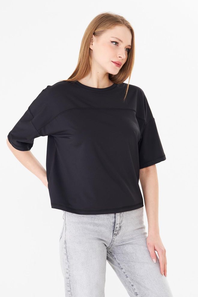 Sortie Collection Nero Casual Vestibilità Oversize Maglietta Abbigliamento all'ingrosso Da cocktail