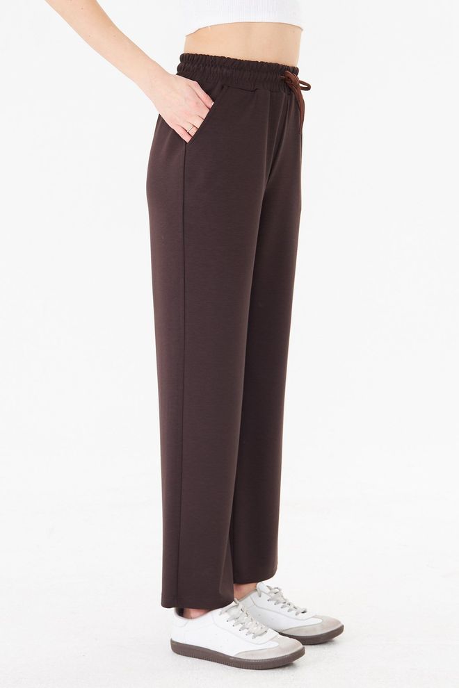 Sortie Collection Brown Sweatpants Jogger With Wide Leg And Drawstring Wholesale Clothing 0