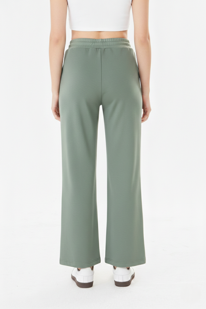 Sortie Collection High Waist Loose Leg Lace up Modal Sweatpants Khaki Wholesale Clothing 1