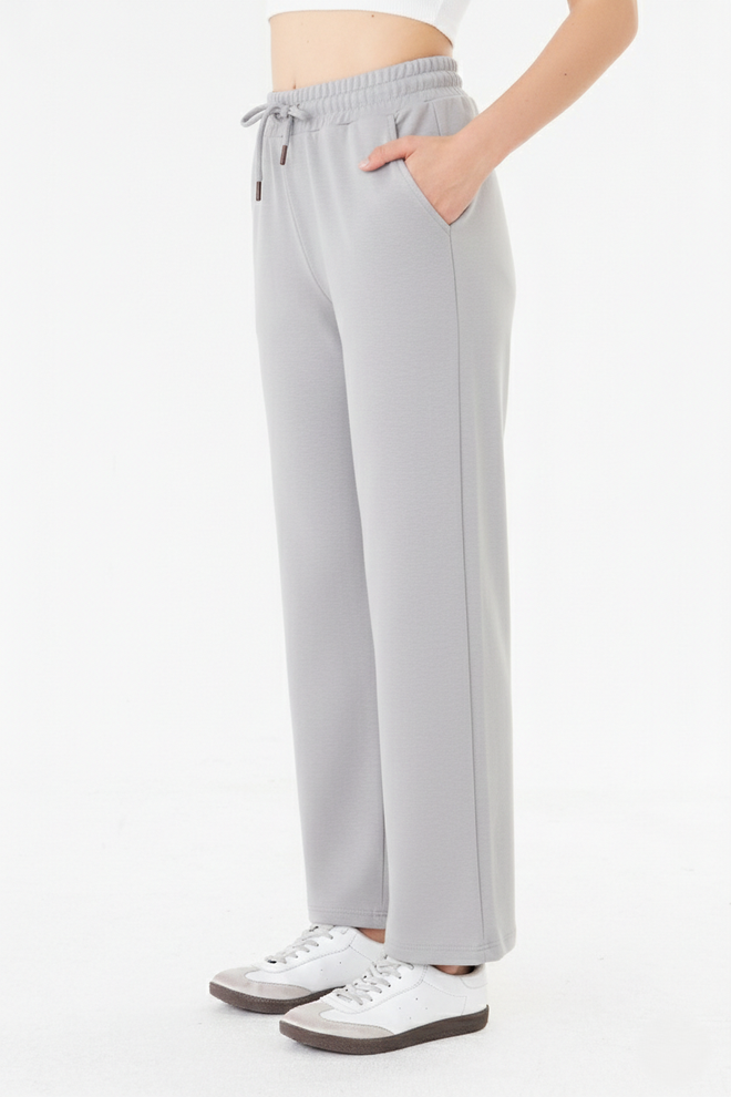 Sortie Collection High Waist Loose Leg Lace up Modal Sweatpants Grey Wholesale Clothing 0