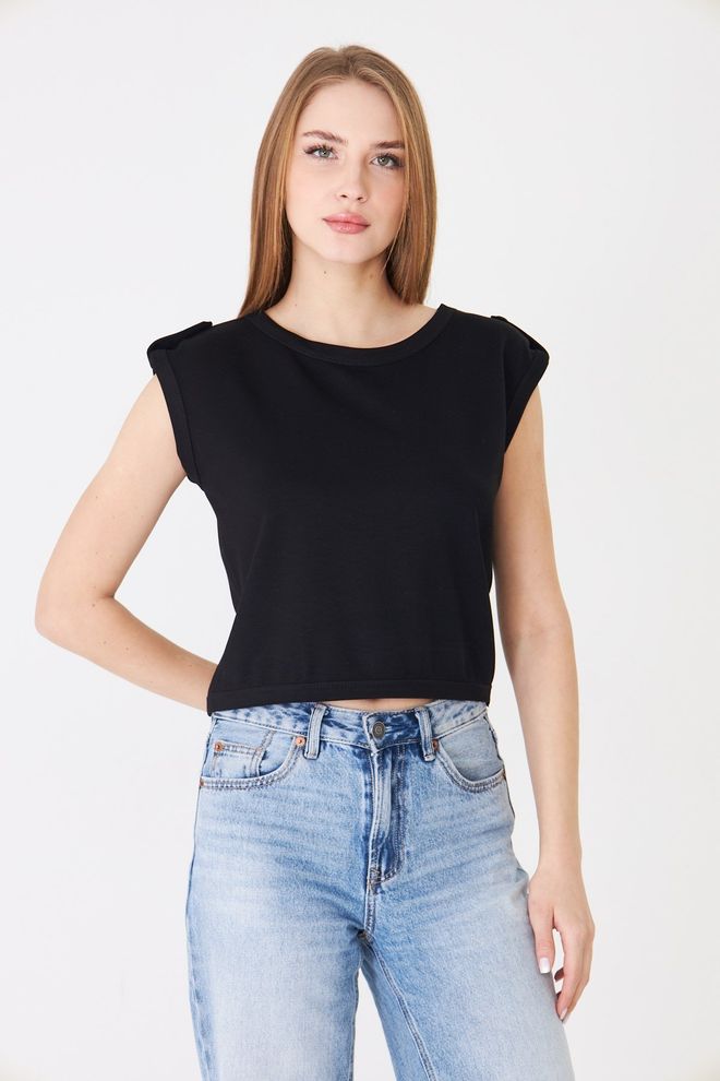 Sortie Collection Black Casual Sleeveless Crop Tshirt Wholesale Clothing 5