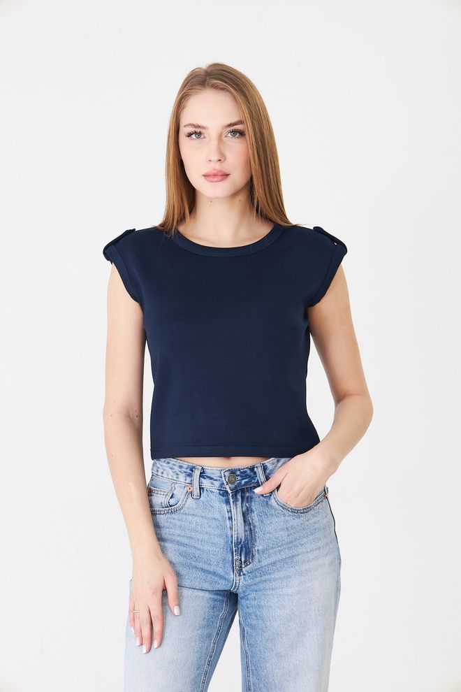 Sortie Collection Blu Navy Maglietta Senza Maniche Corta Casual Abbigliamento all'ingrosso Sportivo