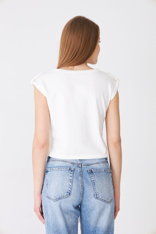 Sortie Collection Bianco Maglietta Casual Abbigliamento Di Strada Tagliato Manica Ad Aletta Abbigliamento all'ingrosso 1