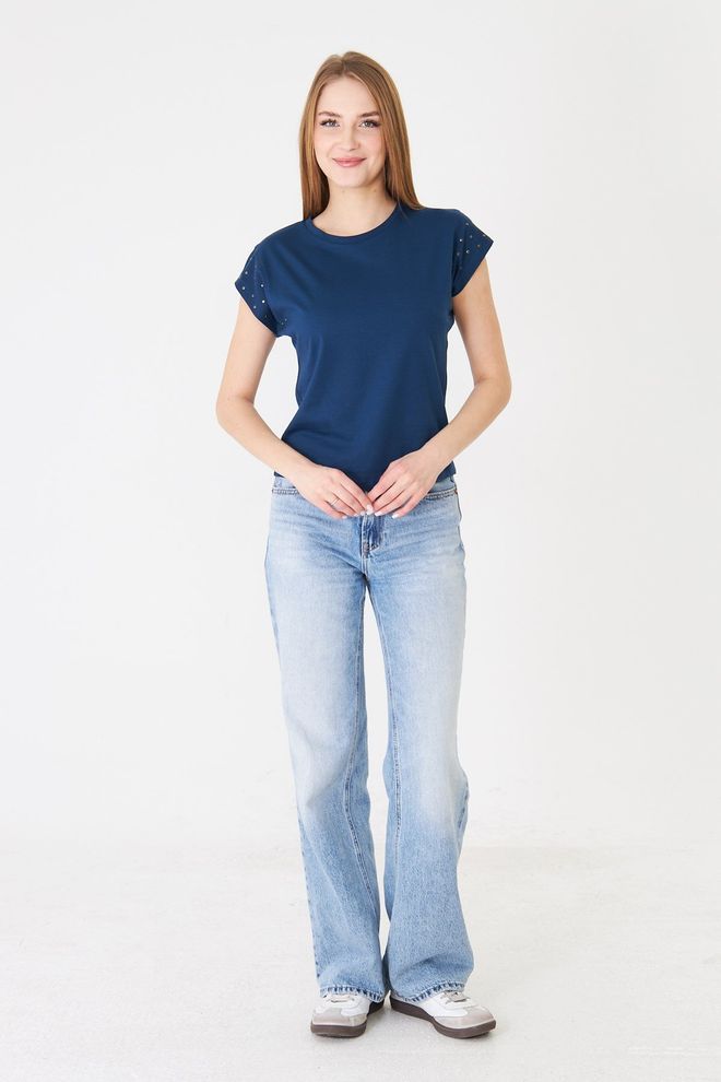 Sortie Collection Navy Blue Tshirt Casual Streetwear Cap Sleeve Wholesale Clothing 1