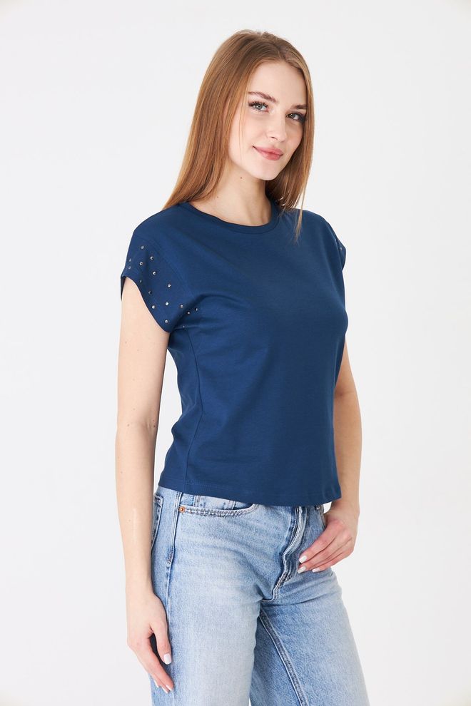 Sortie Collection Navy Blue Tshirt Casual Streetwear Cap Sleeve Wholesale Clothing 5