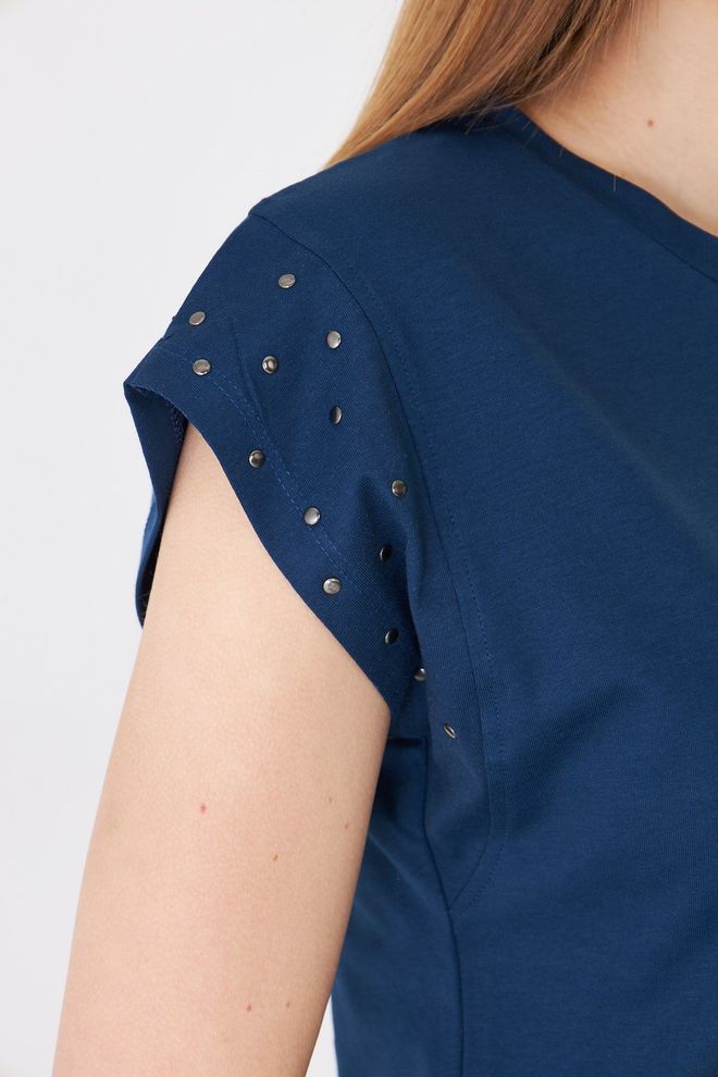 Sortie Collection Navy Blue Tshirt Casual Streetwear Cap Sleeve Wholesale Clothing Summer