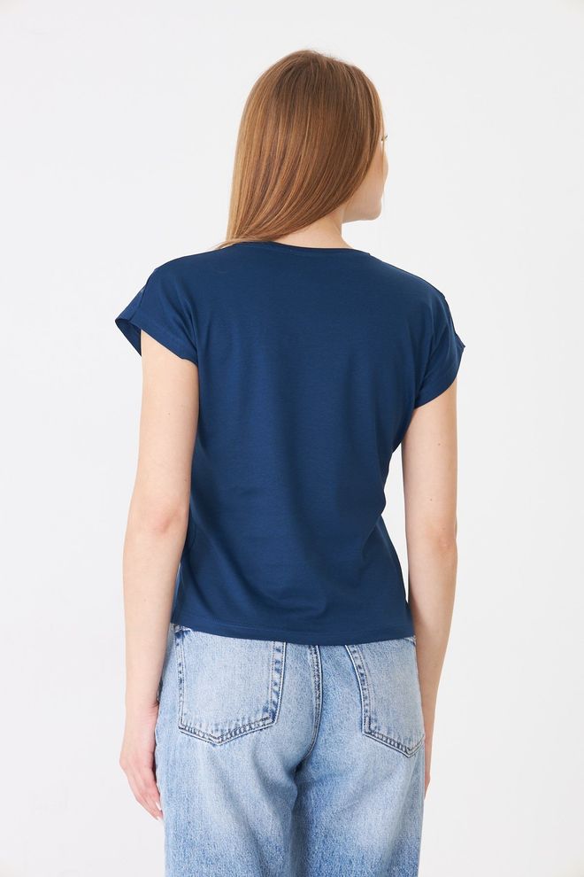 Sortie Collection Navy Blue Tshirt Casual Streetwear Cap Sleeve Wholesale Clothing Lounge