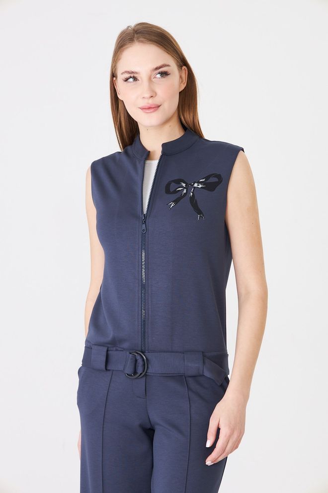 Sortie Collection Mornarsko Modra Telovnik Z Zadrgo Oblačila na debelo Skromno