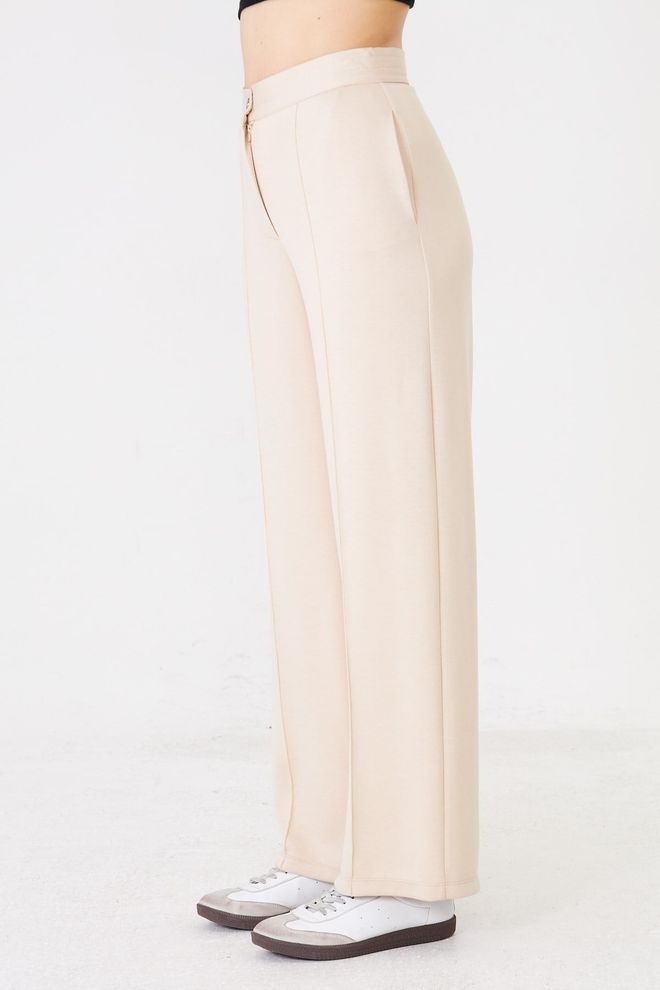 Sortie Collection Бежевый Тренировочные Брюки Палаццо Широкая Нога Застегнутый Оптовая продажа одежды Виды спорта