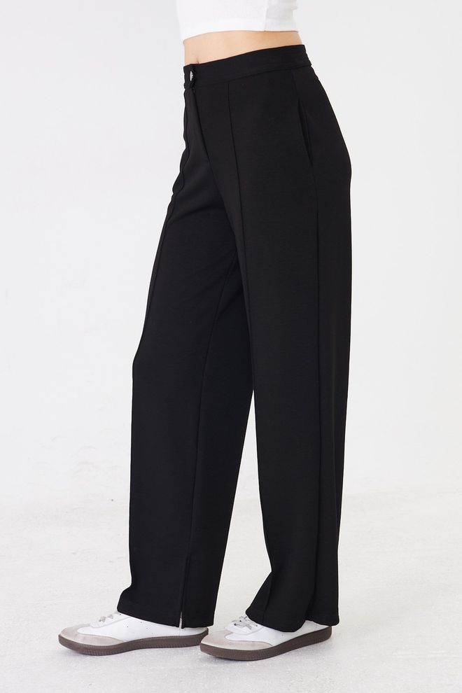 Sortie Collection Black Sweatpants With Wide Leg And Buttoned Closure Wholesale Clothing Elegant
