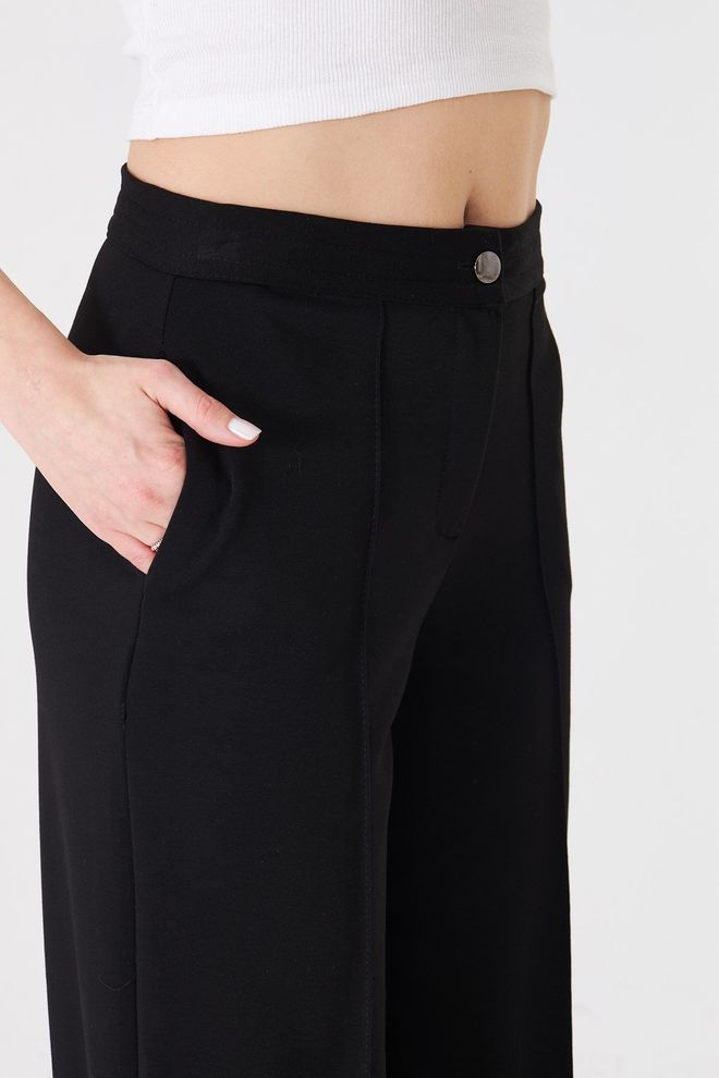 Sortie Collection Black Sweatpants With Wide Leg And Buttoned Closure Wholesale Clothing Lounge