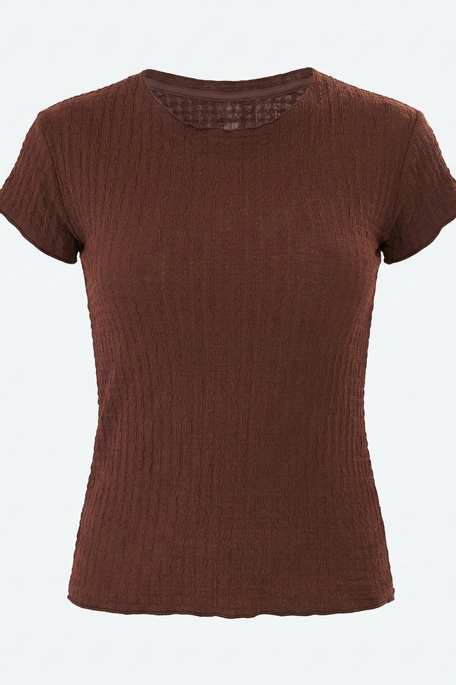 Sortie Collection Brown Casual Slim Fit Crew Neck Tshirt Wholesale Clothing Casual