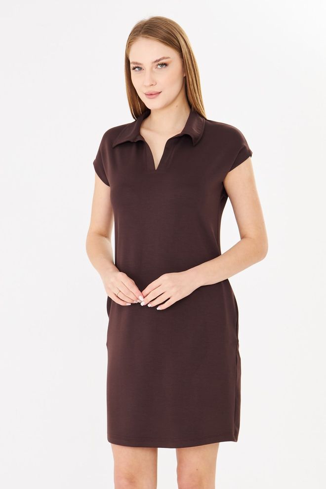 Sortie Collection Brown Casual Preppy Sport Shirt Dress Wholesale Clothing Sport