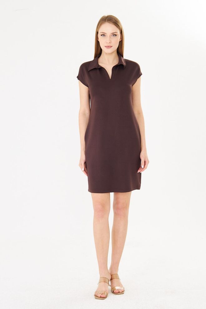 Sortie Collection Vestito Camicia Marrone Casual Preppy Sportivo Abbigliamento all'ingrosso Casuale