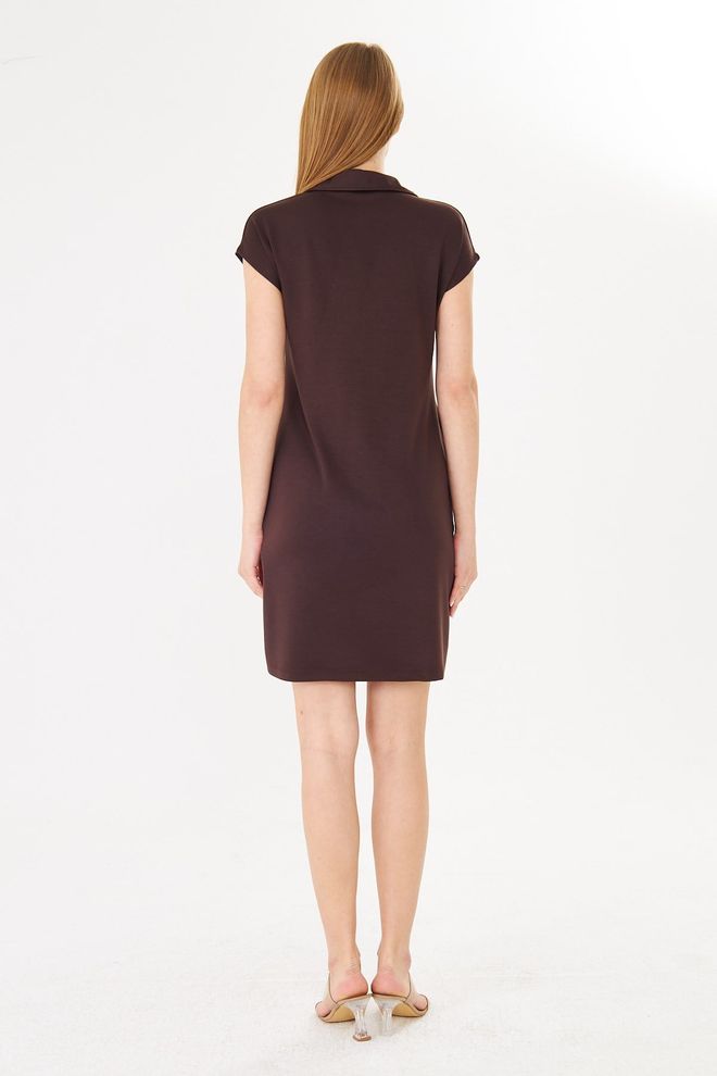 Sortie Collection Brown Casual Preppy Sport Shirt Dress Wholesale Clothing 1