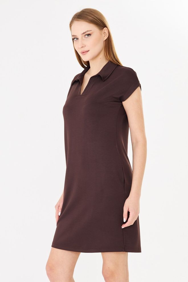Sortie Collection Brown Casual Preppy Sport Shirt Dress Wholesale Clothing Summer