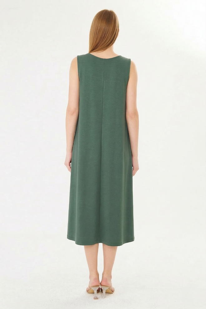 Sortie Collection Green Smock Dress Sleeveless Midi With Cap Sleeve Wholesale Clothing 1
