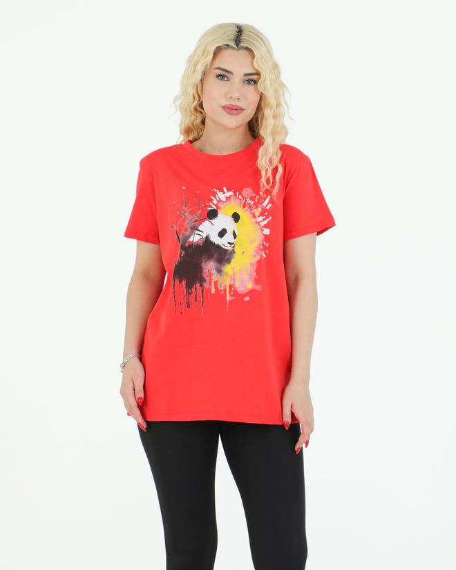 Sortie Collection Camiseta Estampada Panda Romã Roupas por atacado Casual