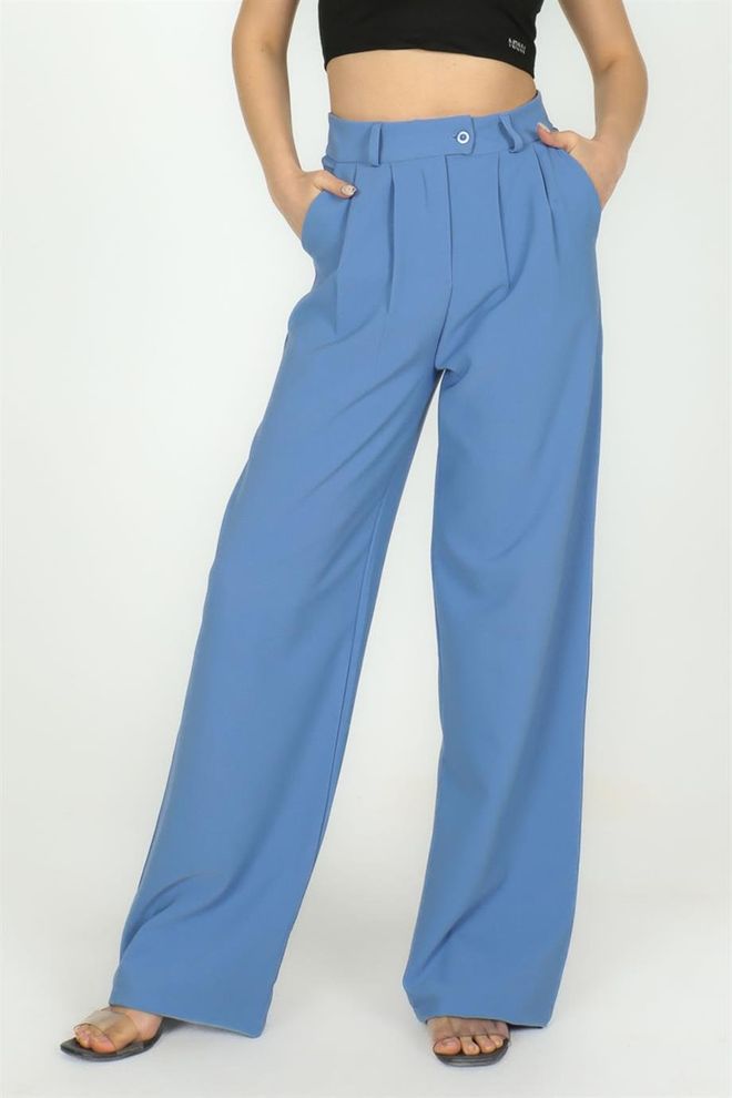 Sortie Collection Панталоне Од Тканине Опуштеног Кроја Класичног Модела Индиго Велепродаја одеће Рођендан