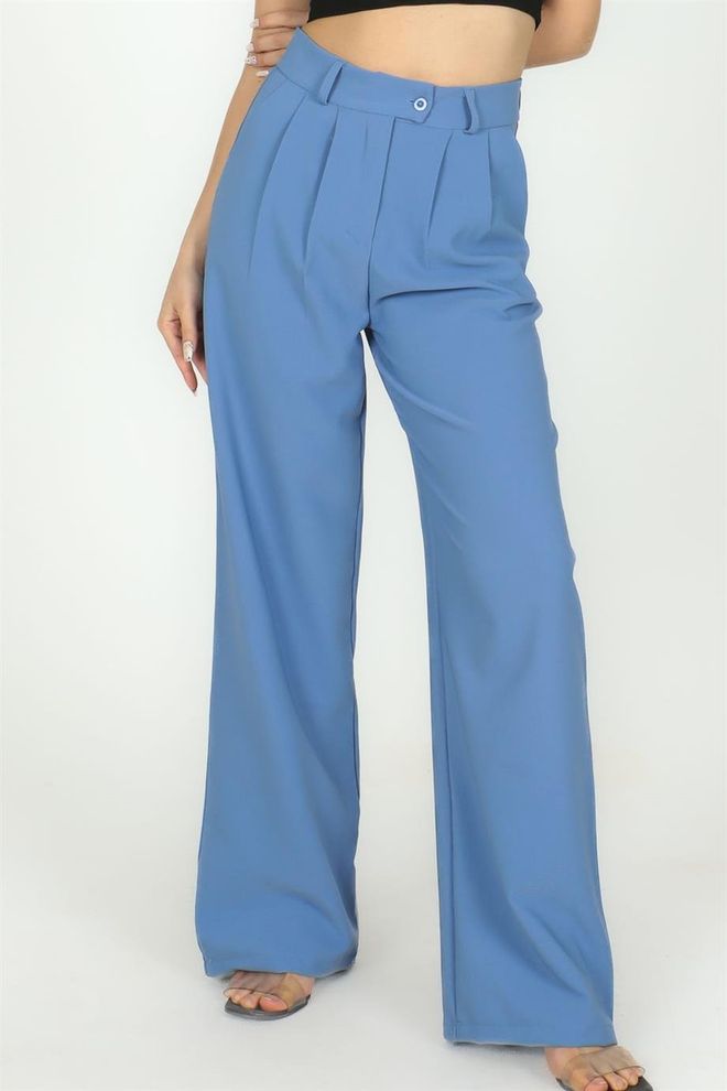 Sortie Collection Lässig Geschnittene Klassische Stoffhose – Indigo Großhandelskleidung Lässig