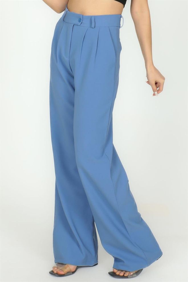 Sortie Collection Панталоне Од Тканине Опуштеног Кроја Класичног Модела Индиго Велепродаја одеће Јесен/јесен