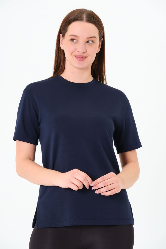 Sortie Collection Women's Short Sleeve Modal Navy Tunic Basic Basic T shirt T shirt Wholesale Clothing Modest